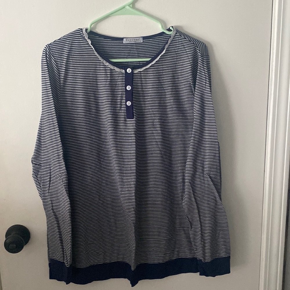 Navy blue and white pajama set